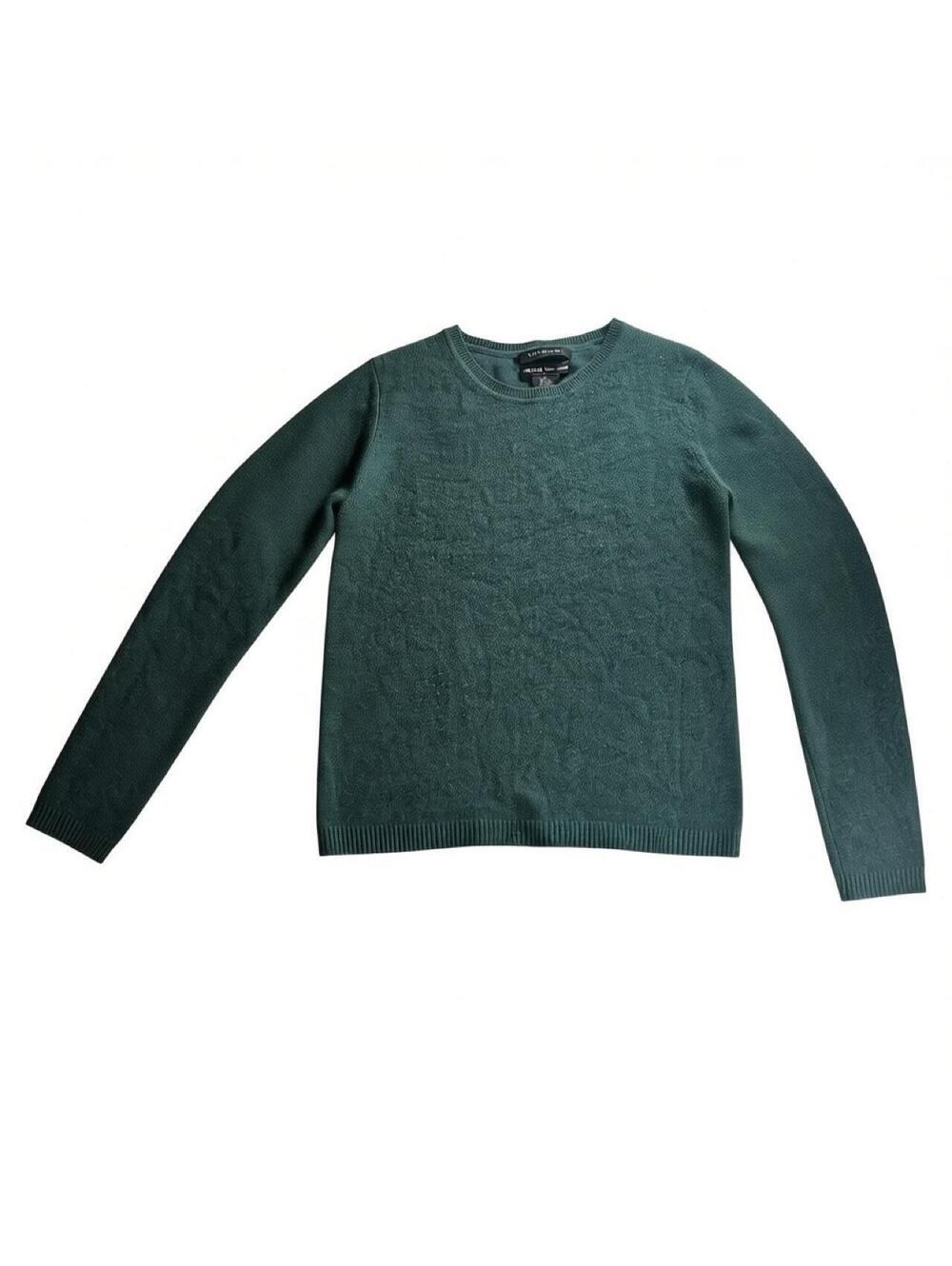 Tahari Pure Luxe 100% Cashmere Green Crewneck Sweater